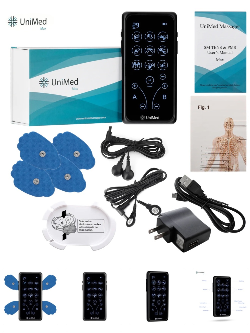 UniMed Max TENS & PMS professional Massager package - touch screen - brand new